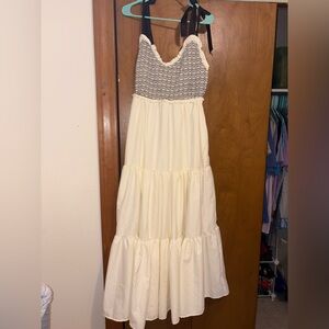 Chic Cream and Black Maxi Dress